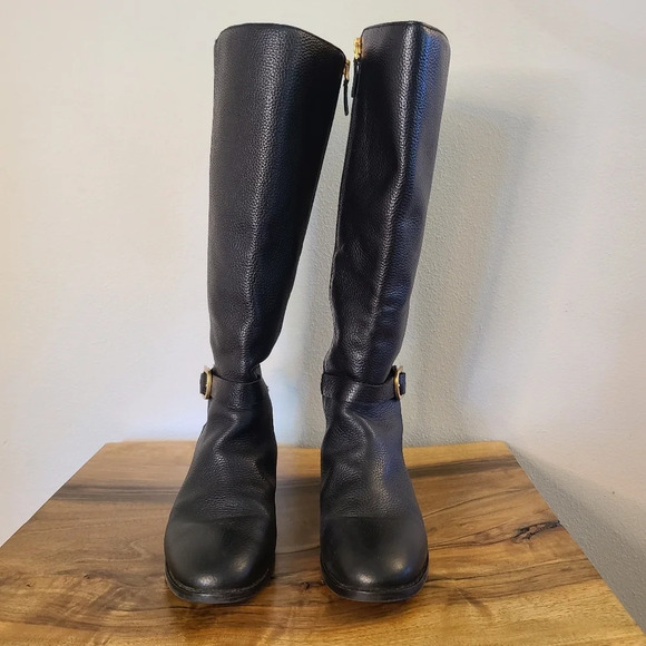 Tory Burch Brook Black Tumbled Leather Knee Boot - Picture 4 of 12